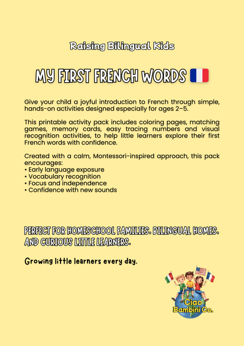 MY FIRST FRENCH WORDS - Raising Bilingual Kids - French Play Collection - Ciao Bambini Co. - 