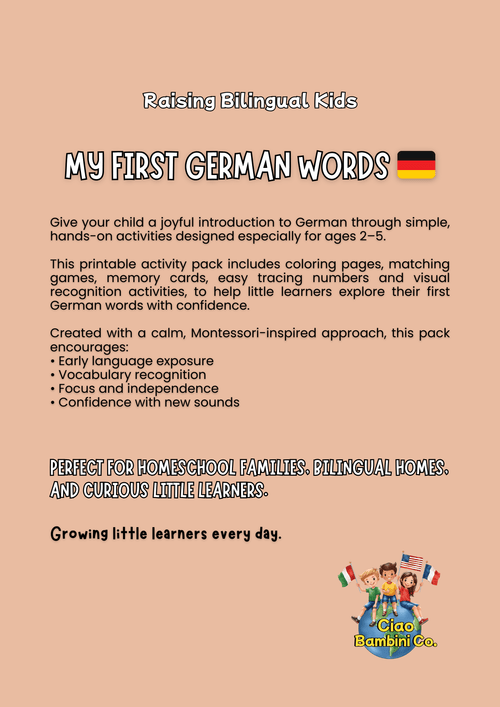 MY FIRST GERMAN WORDS - Raising Bilingual Kids - German Play Collection - Ciao Bambini Co. - 