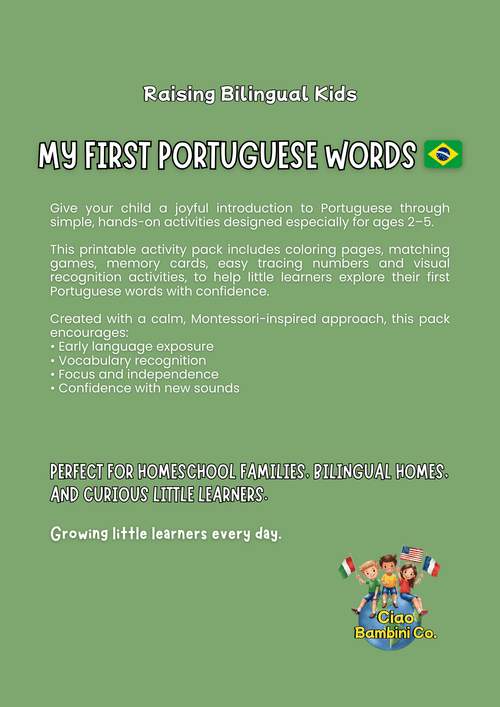 MY FIRST PORTUGUESE WORDS - Raising Bilingual Kids - Portuguese Play Collection - Ciao Bambini Co. - 
